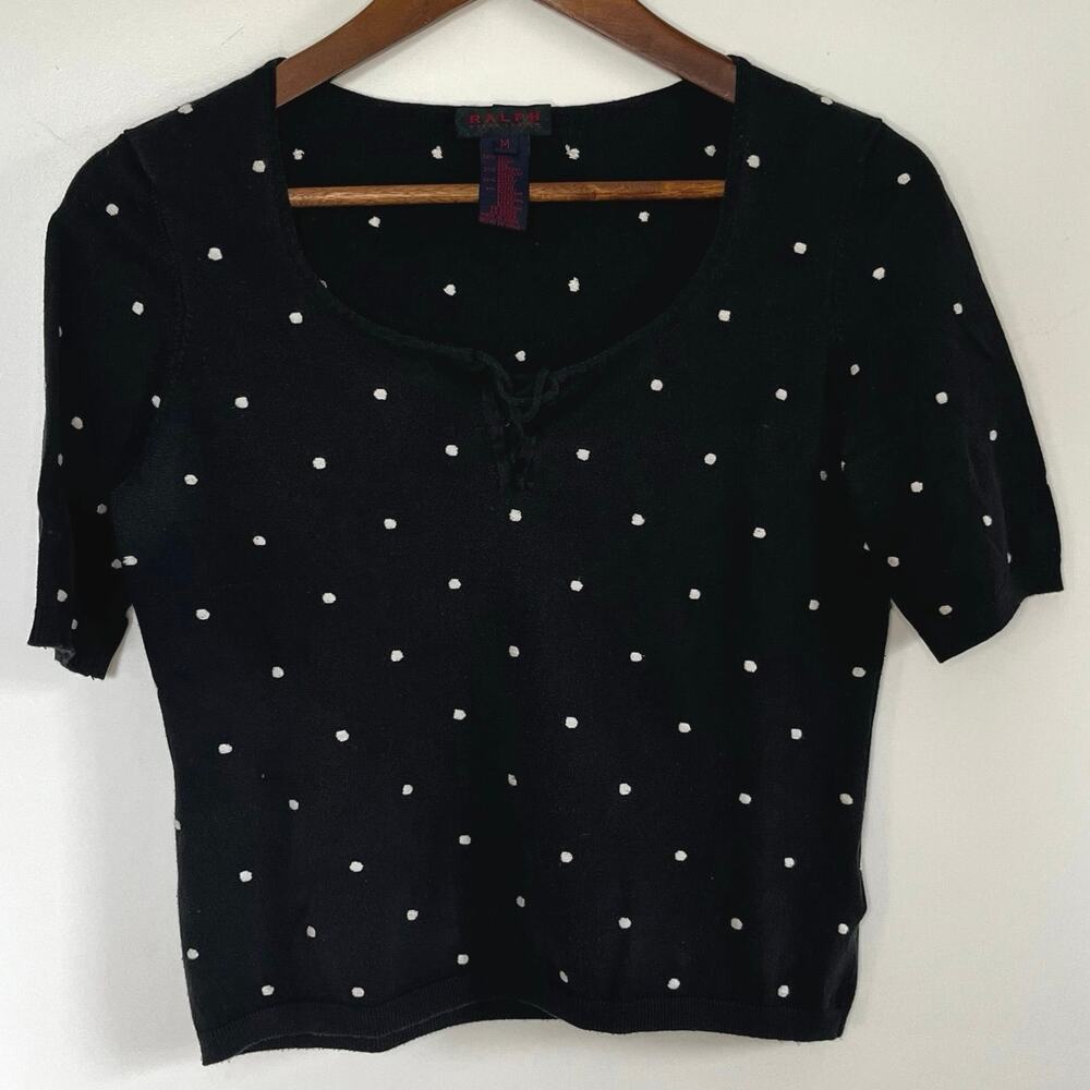 Vintage Ralph Lauren Silk Blend Polka Dot Short Sleeve Quiet Luxury Preppy